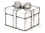 A wrapped gift with a ribbon